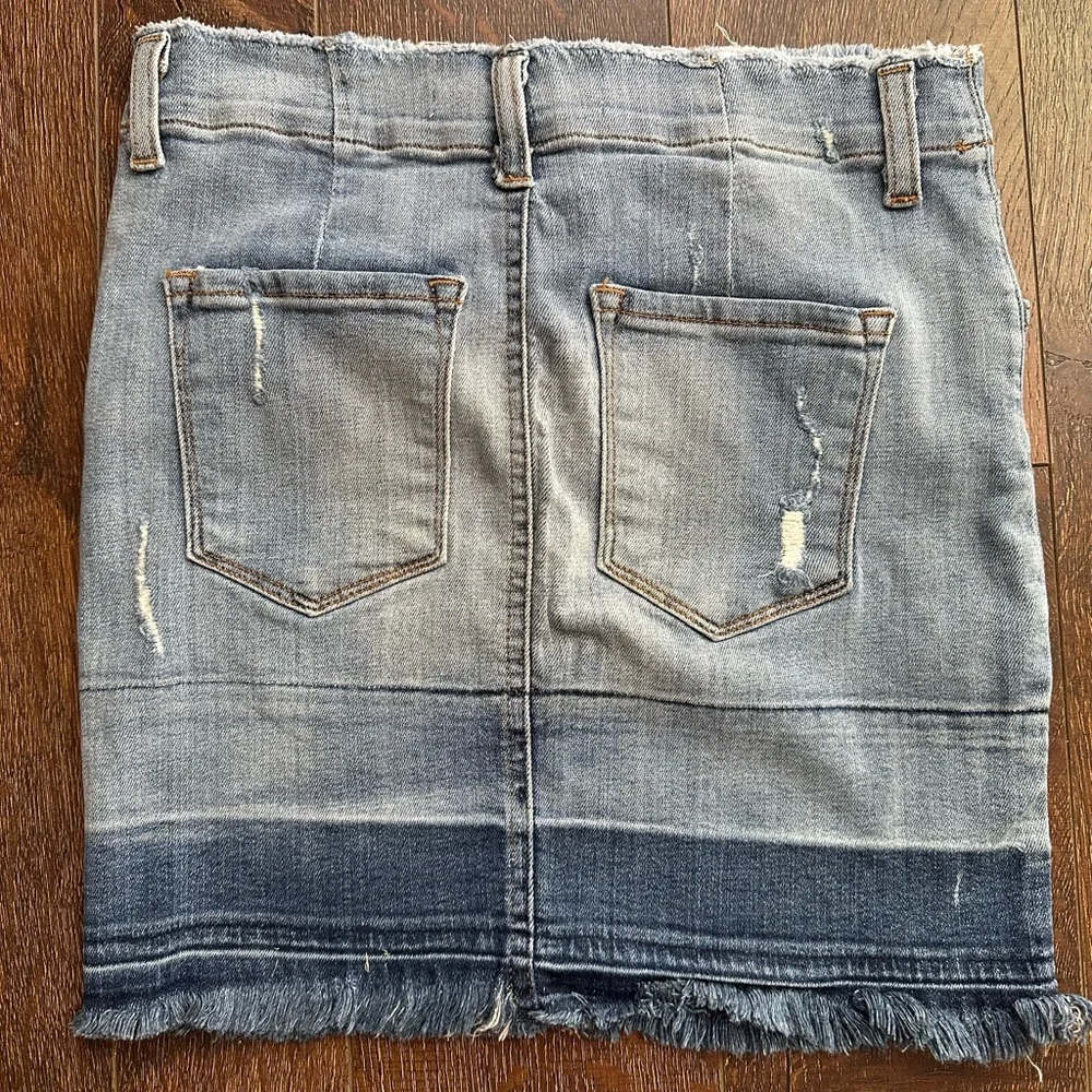 J BRAND Lela Drift Dipped Indigo Pencil Frayed Stretch Denim Jeans Skirt 24